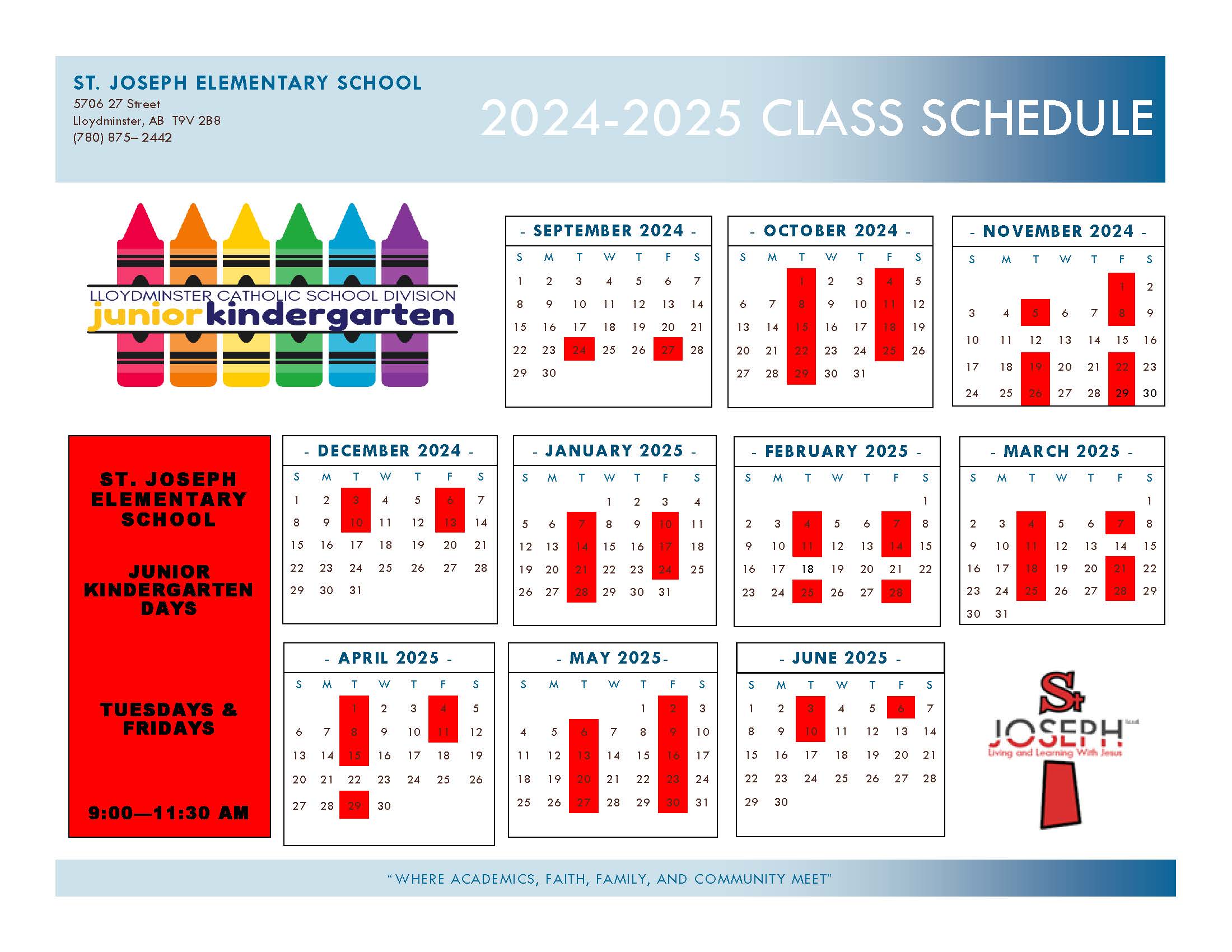 St. Joseph 2024 2025 School Year Calendar